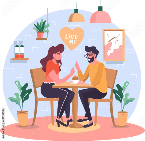  Flat illustration of a happy couple with romantic moments