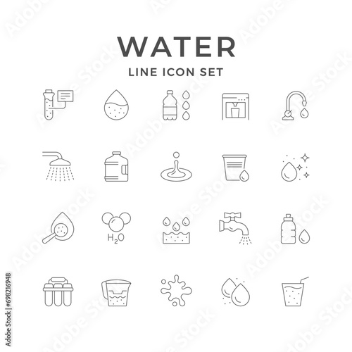 Set line icon of water