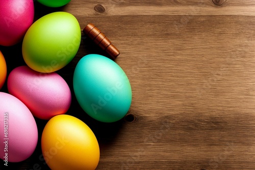 Wallpaper Mural Colorful easter eggs on wooden table. Torontodigital.ca