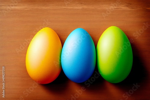 Wallpaper Mural Colorful easter eggs on wooden table. Torontodigital.ca