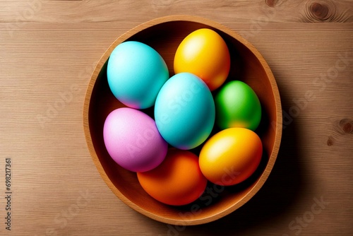 Wallpaper Mural Colorful easter eggs on wooden table. Torontodigital.ca