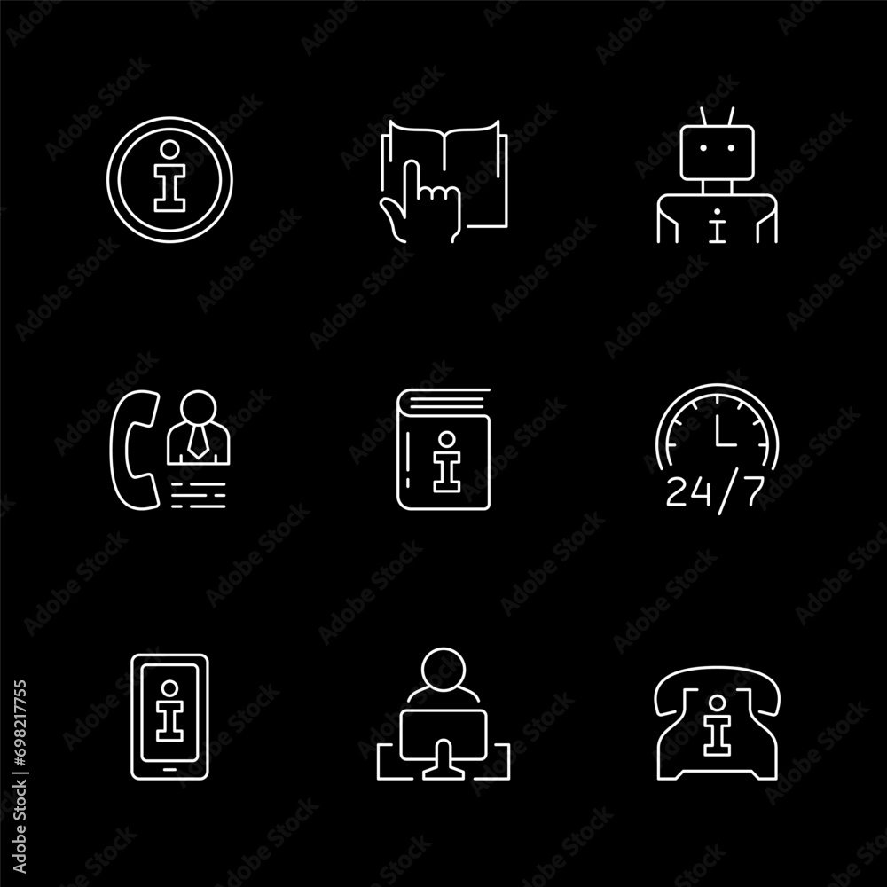 Set line icons of info and help center Set line icons of info and help center