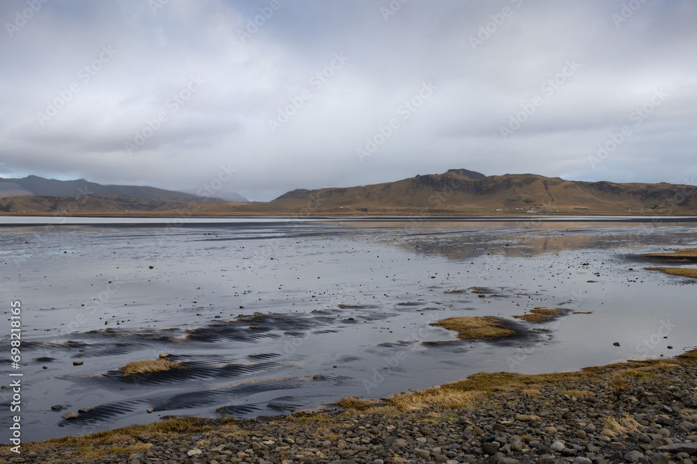 Lake and mountains, Dyrholaey, south Iceland Lake and mountains, Dyrholaey, south Iceland