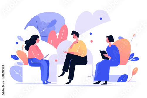 Captivating Illustration of Three Friends Engaged in Animated Conversations