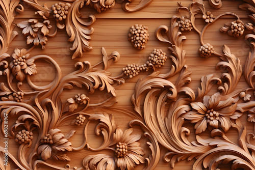 Wooden baroque ornament sea...