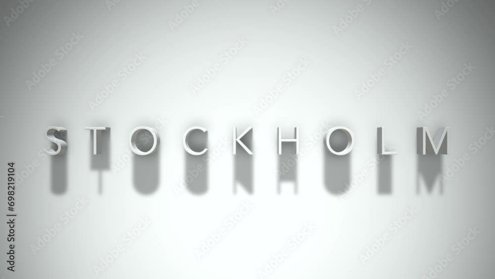 Stockholm 3D title animation with shadows on a white background Stockholm 3D title animation with shadows on a white background