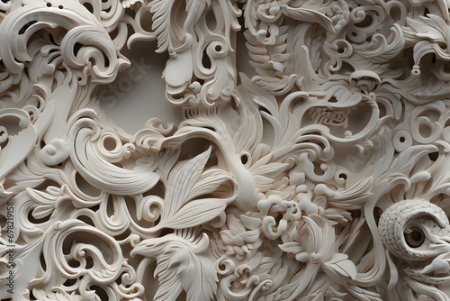 Wooden baroque ornament sea...