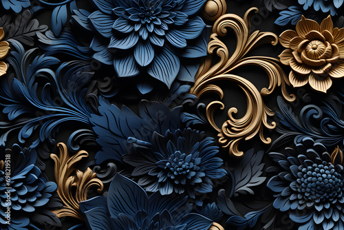 Wooden baroque ornament sea...
