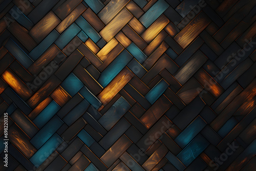 Wooden bauhaus modern parquet seamless pattern background. Repeating decorati...