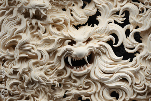 Wooden baroque dragon ornam...