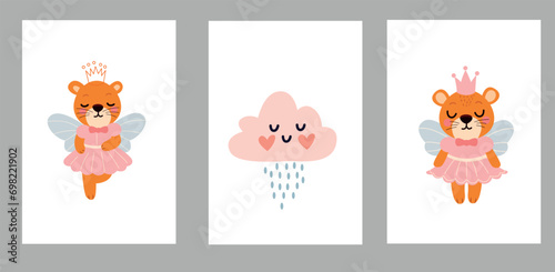 set posters with cute animals lions for the children's room. a set of postcards posters with lions. posters for children's rooms
