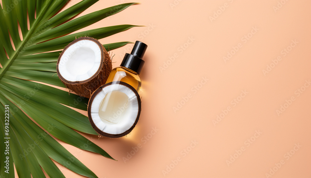 coconut oil or water with copy space background 