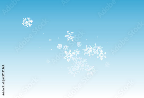 Gray Snowfall Vector Blue Background. Light