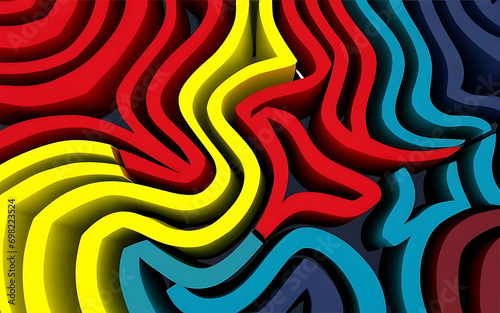 Yellow red and blue abstract 3d colored paper background