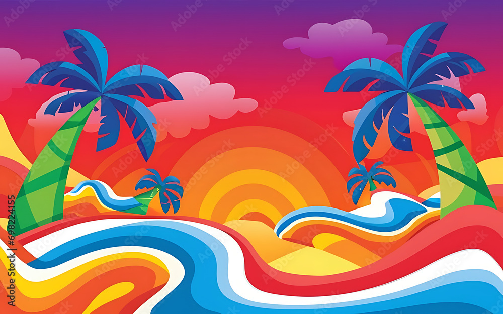 Vibrant summer themed 3d abstract background