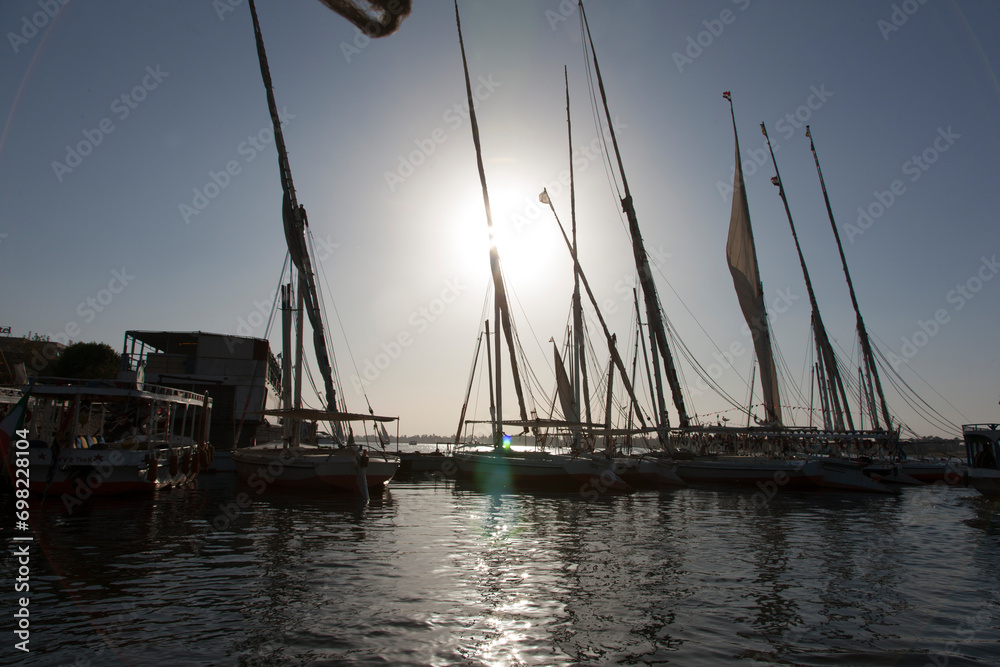 Egypt Luxor View of the Nile on a sunny autumn day Egypt Luxor View of the Nile on a sunny autumn day