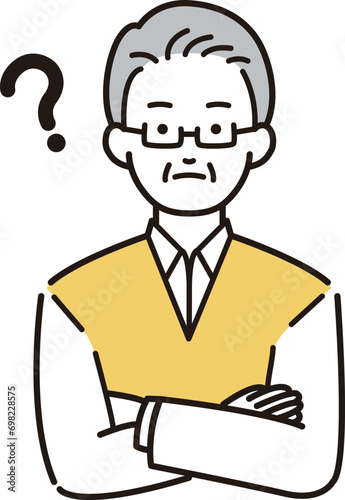 シンプルな人物イラスト腕組みおじいさん