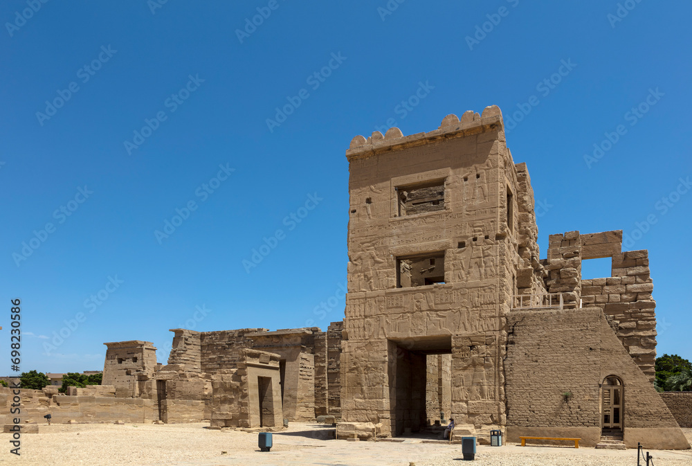 Egypt Luxor. Temple of Ramesses VI in Deir el Bahri on a sunny autumn day