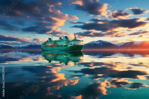 Cargo ship driving through ...