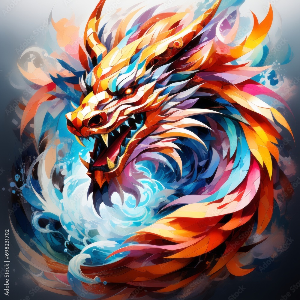chinese dragon head isolated created with generative AI software chinese dragon head isolated created with generative AI software