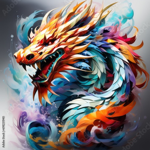 chinese dragon head isolated created with generative AI software © valentina