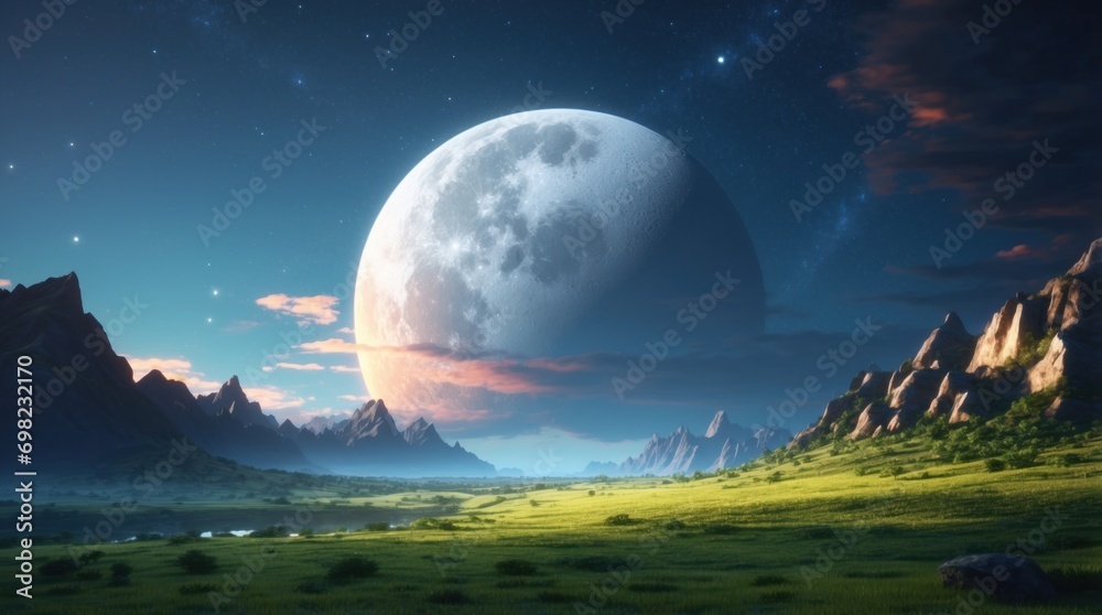 Landscape under the moon