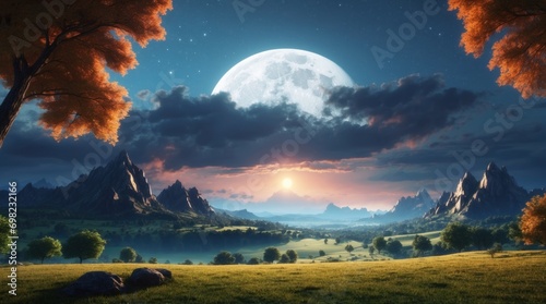 Landscape under the moon