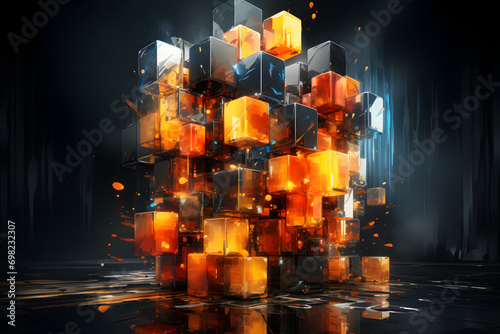 Abstract neon background. G...