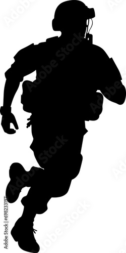 Armed forces high quality detailed silhouette of military army soldier. AI generated illustration. photo