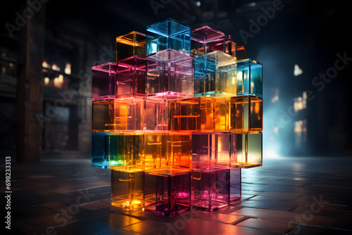 Abstract neon background. G...