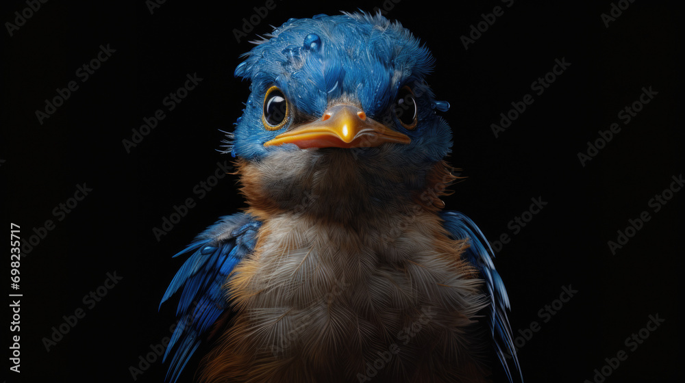 Fototapeta premium Detailed close-up shot of bird with black background. Perfect for nature enthusiasts or birdwatching enthusiasts.