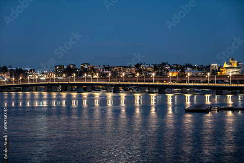 Photography Stockholm, Sweden, The new Lidingo Bridge at night and reflections