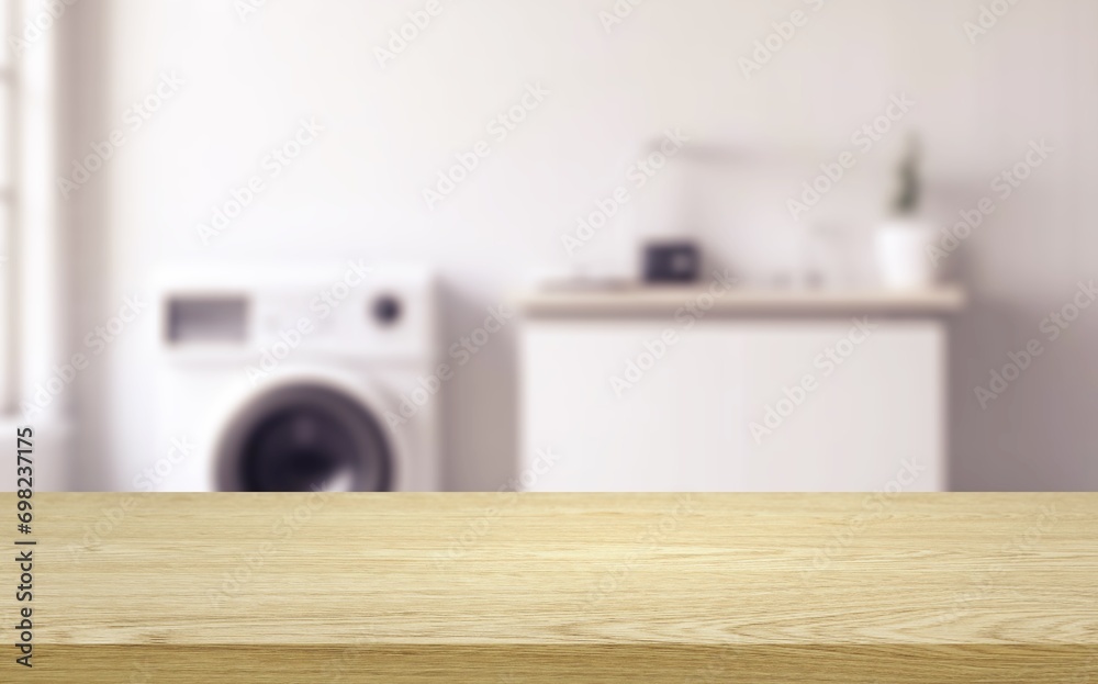 Obraz premium Background for design blank table at laundry room