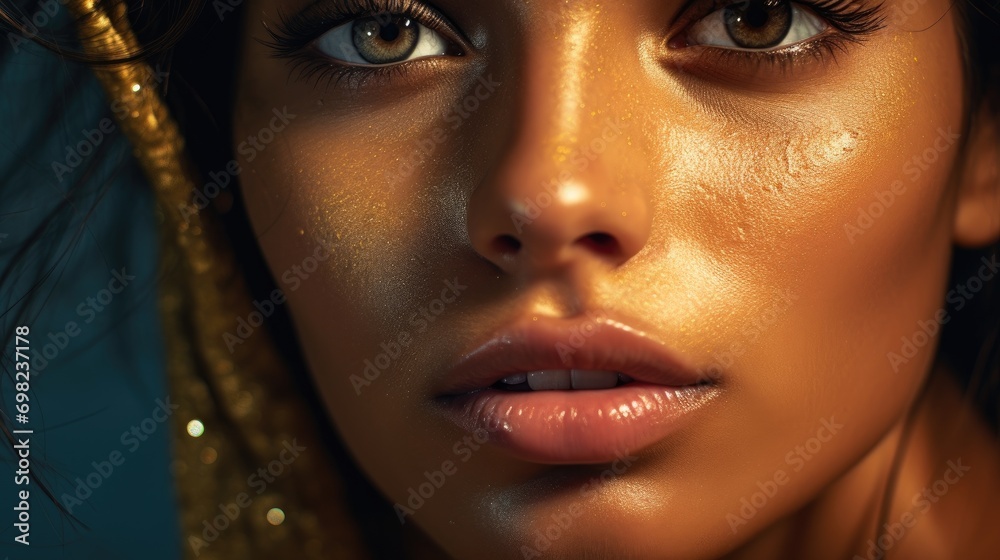 Naturalistic portrait of a young brunette girl sunlit close-up. The concept of natural female beauty. Illustration for cover, card, postcard, interior design, banner, poster, brochure or presentation. Naturalistic portrait of a young brunette girl sunlit close-up. The concept of natural female beauty. Illustration for cover, card, postcard, interior design, banner, poster, brochure or presentation.