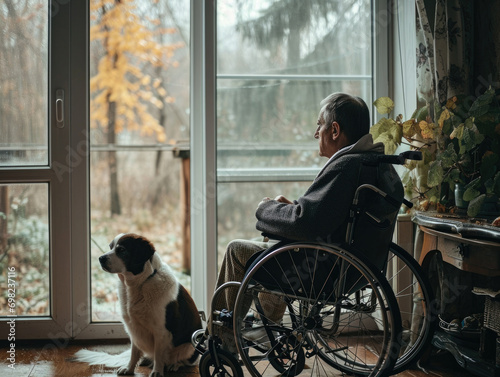 person in wheelchair with dog © Alina Zavhorodnii