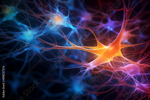Abstract image of neural connections in the brain and body  medical and health background