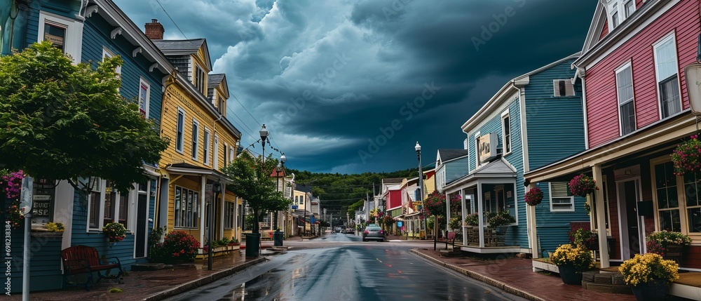 City street with dramatic storm cloud. Concept on topic weather