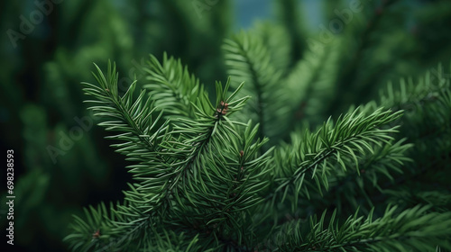 Detailed close-up of pine tree branch. Perfect for nature-themed projects or to add touch of greenery to your designs.