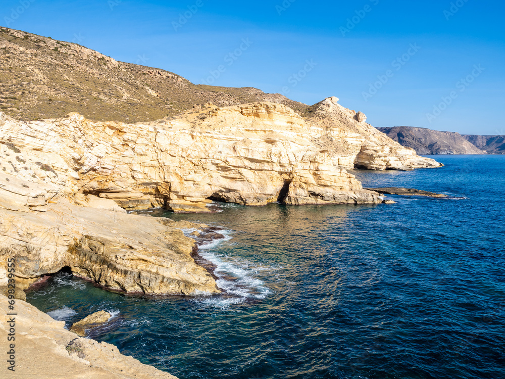 Curious cliffs near Rodalquilar in Cabo de Gata, Spain