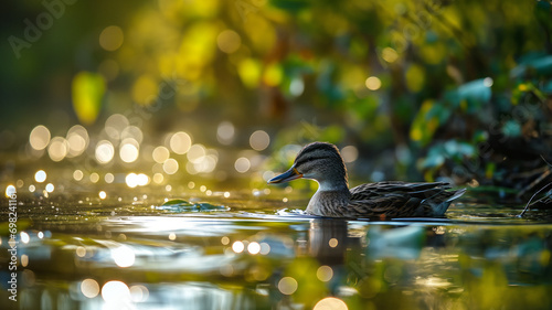 Cute duck on the lake. photo
