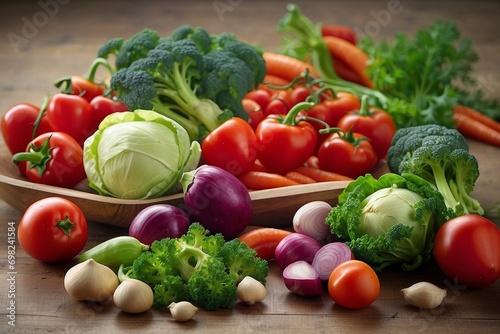 fresh vegetables on white