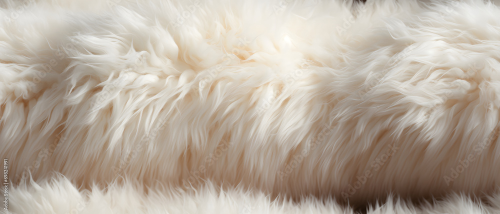 Long white fur. Seamless background or texture.