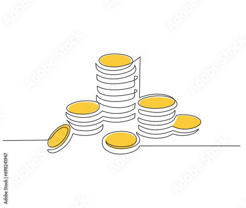 Coins Gold money Continuous line stock illustration