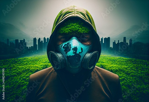Environmental fraud or green hypocricy and environment political hypocrite concept as a liar person misleading the public from polluting industry wearing a natural ecological mask as a. Generative AI photo