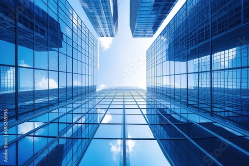 modern glass office building in sky