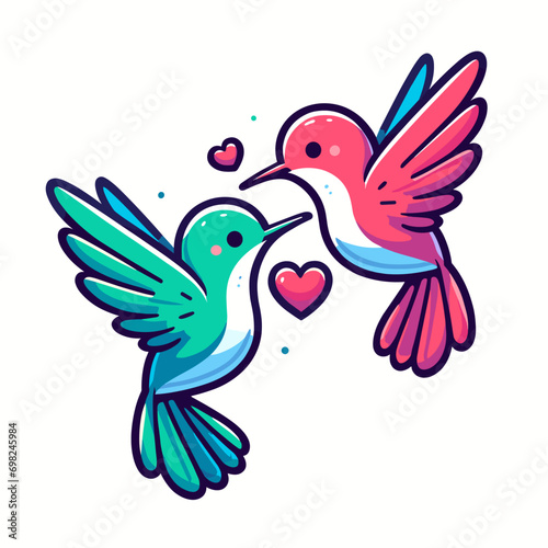 two hummingbirds with heart