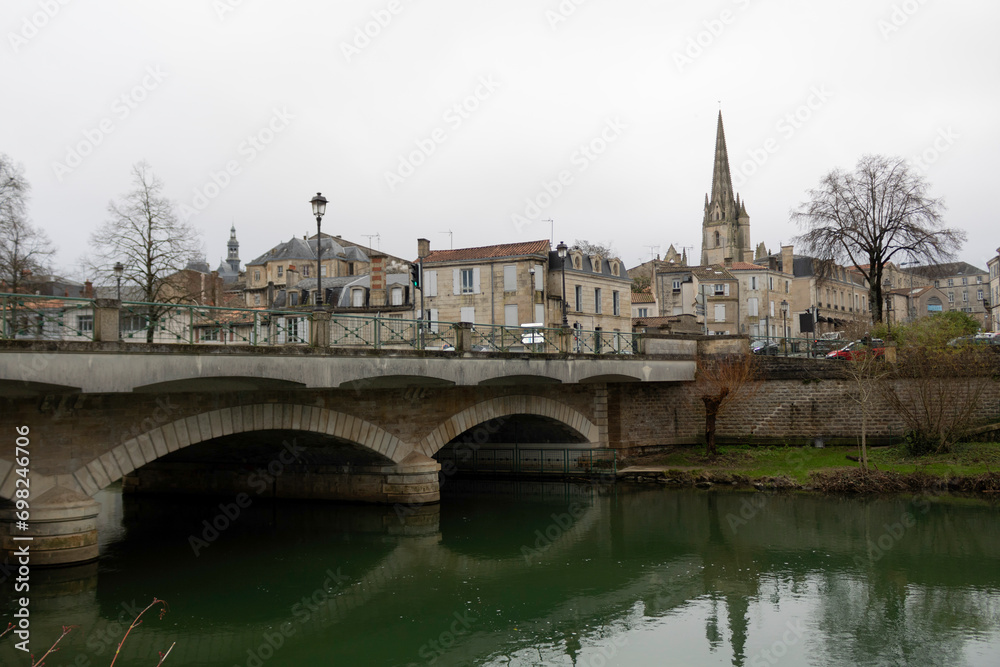 Bridge over the river. View of Niort. France