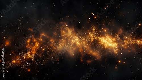 Fire embers particles on black background beautiful image Ai generated art