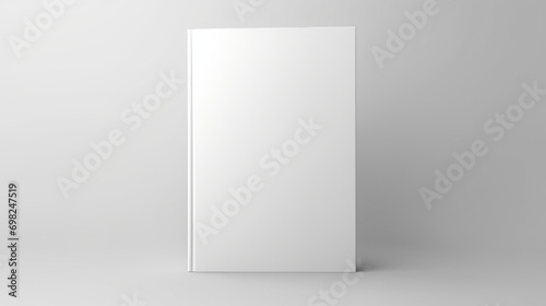 Blank white book resting on plain surface. Suitable for various uses.
