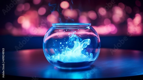 Miniature hot tub hologram inside a magic crystal Ai generated art photo
